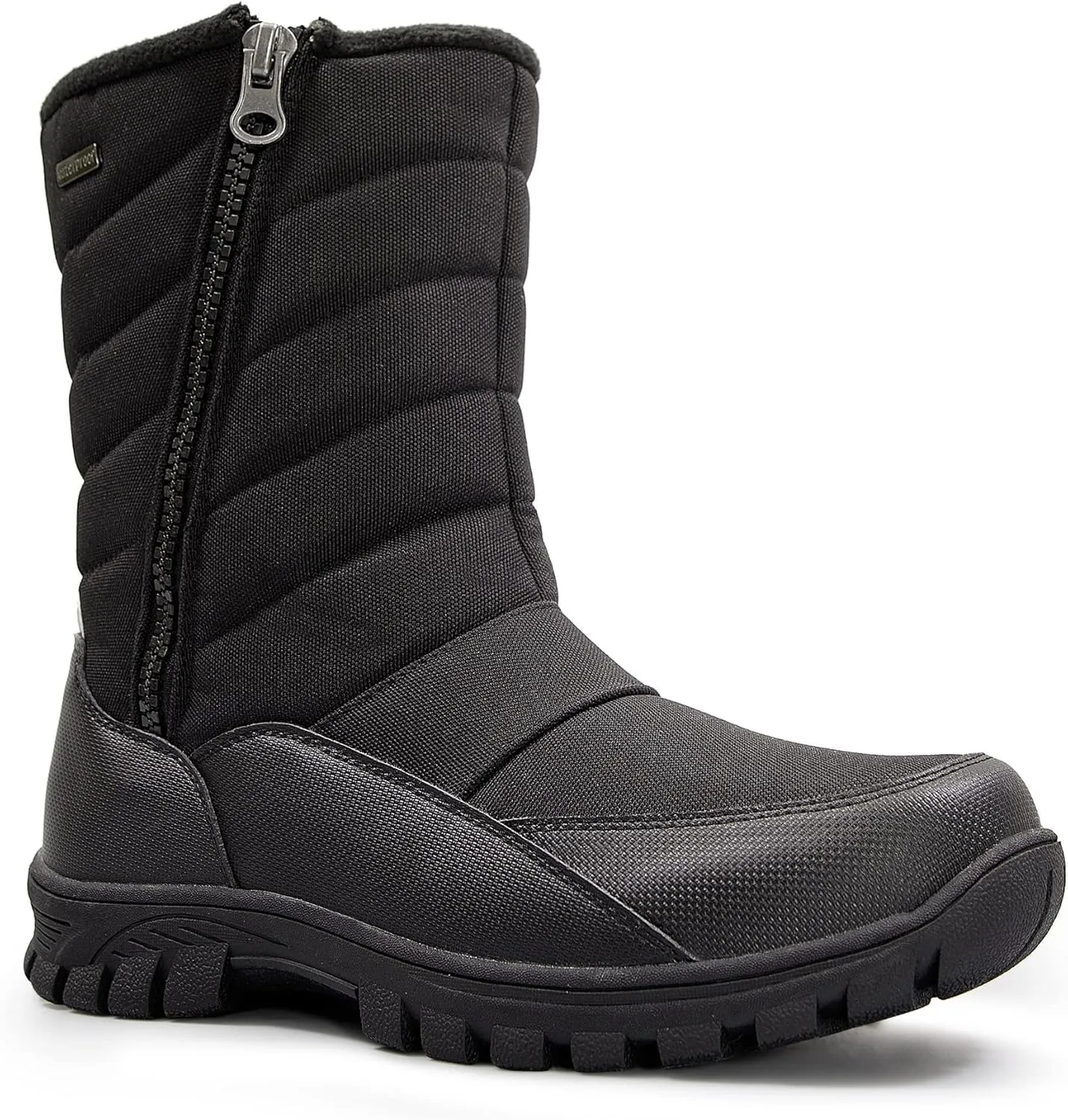 mysoft Mens Winter Snow Boots Waterproof Insulated Mid-Calf Hiking Boot Fur Lined Warm Outdoor Tall Shoes Lightweight
