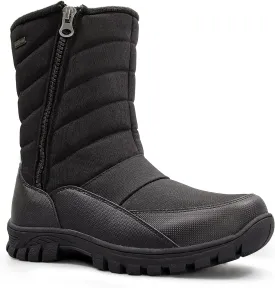 mysoft Mens Winter Snow Boots Waterproof Insulated Mid-Calf Hiking Boot Fur Lined Warm Outdoor Tall Shoes Lightweight