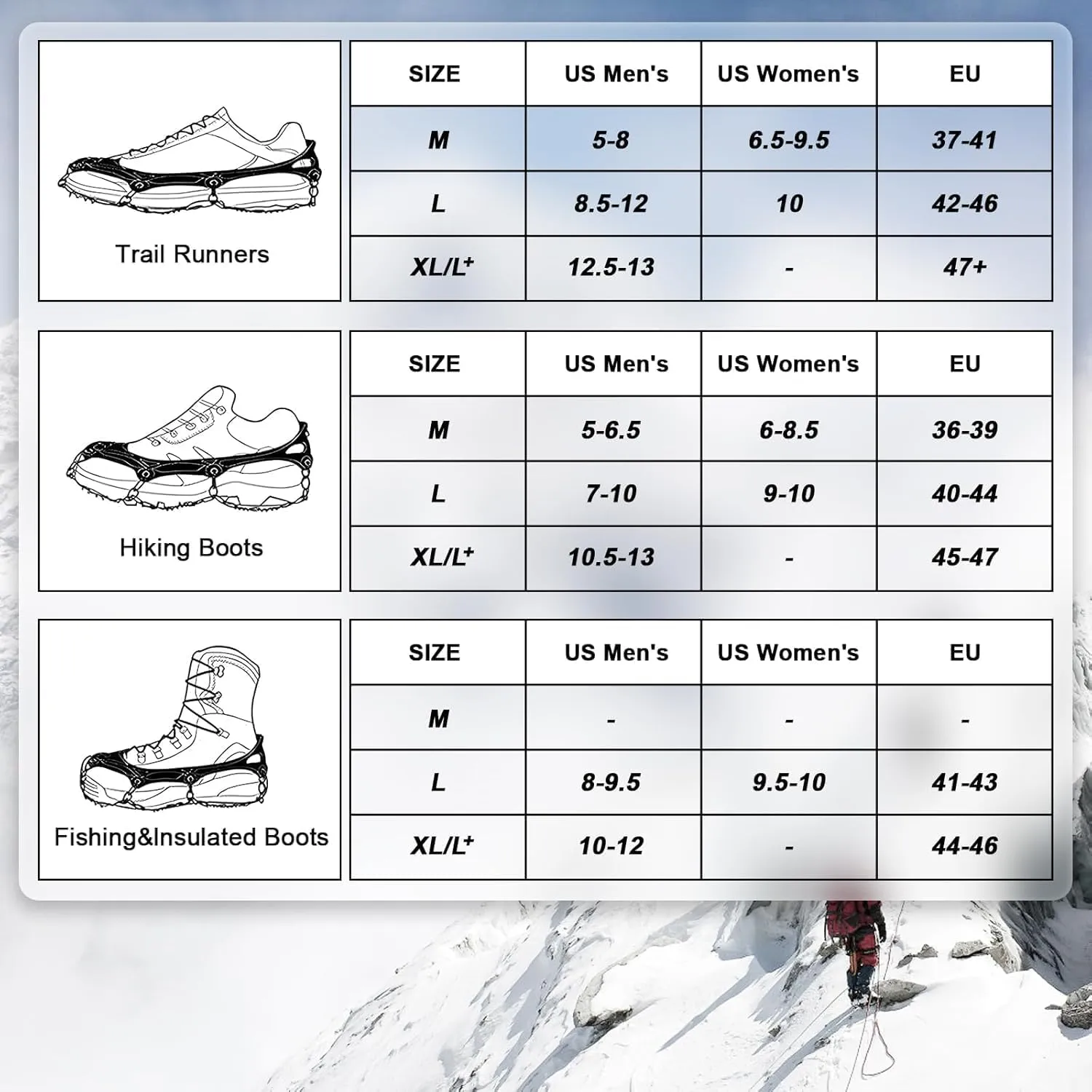 Non-Slip Gripper Spikes for Shoes and Boots - 26 Stainless Steel Spikes for Superior Traction on Ice and Snow - Shoe Talons Anti-Slip Design for Safe Walking, Jogging, Climbing, and Hiking