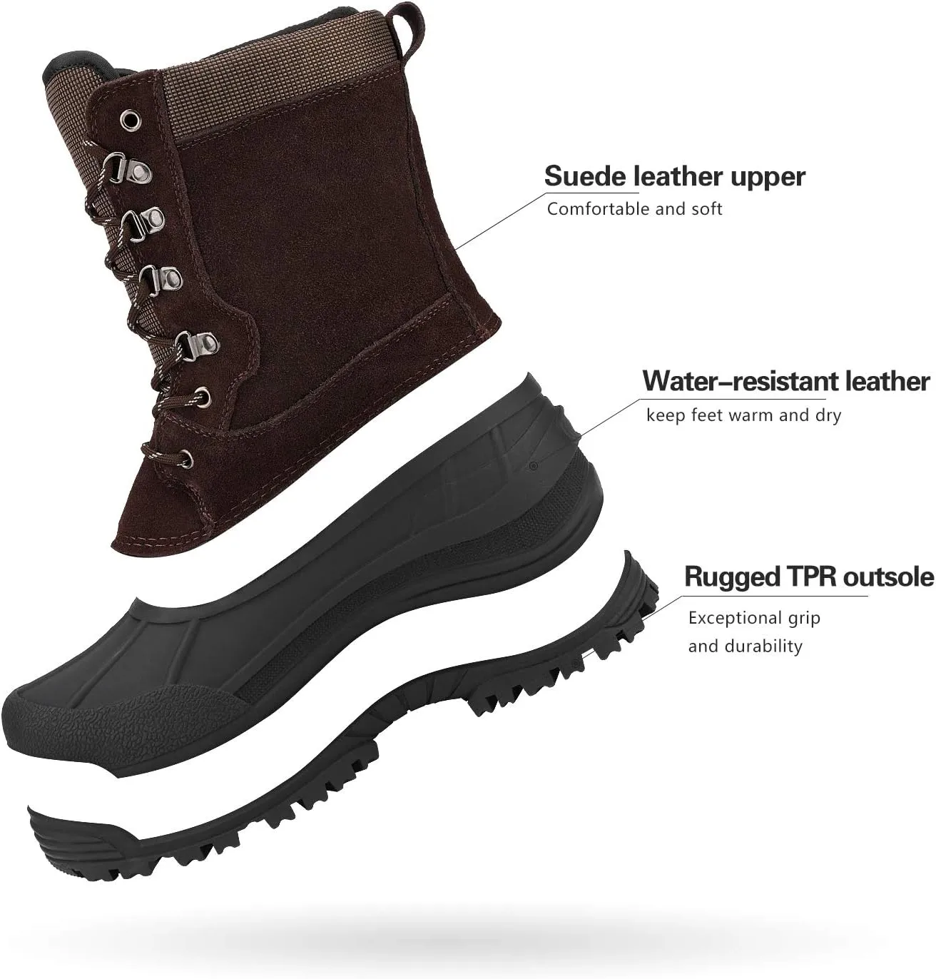 NORTIV 8 Men's Insulated Waterproof Winter Snow Boots