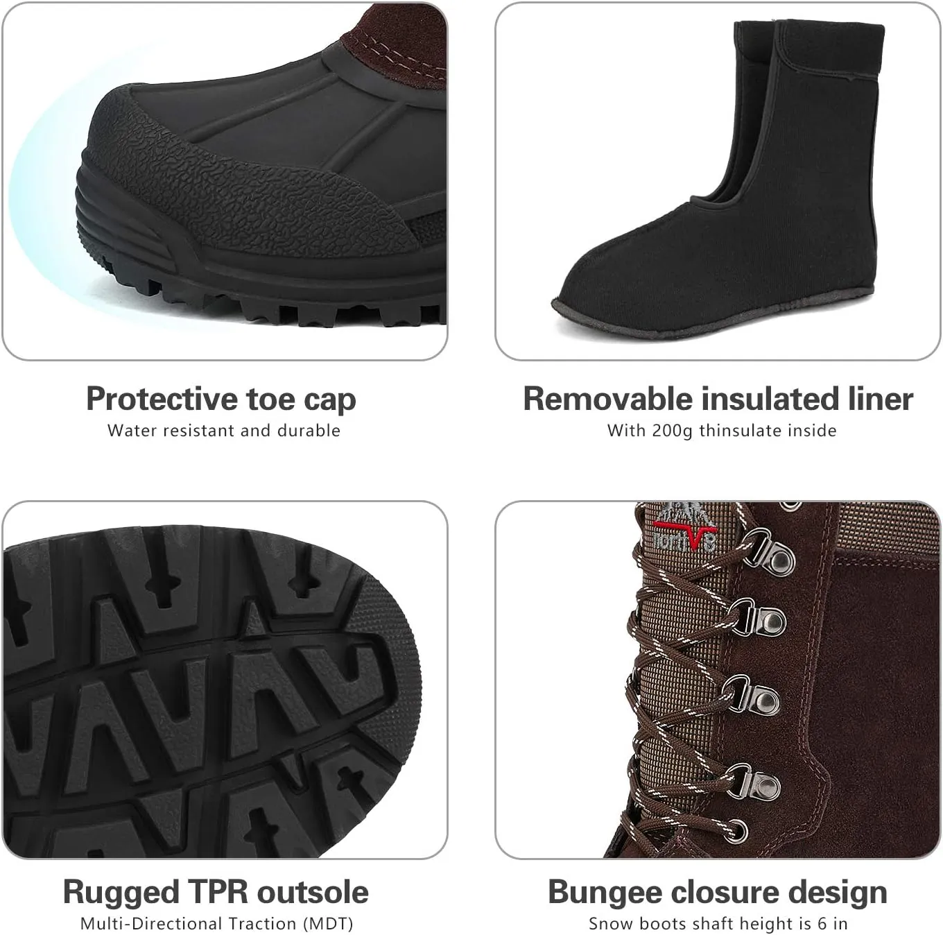NORTIV 8 Men's Insulated Waterproof Winter Snow Boots