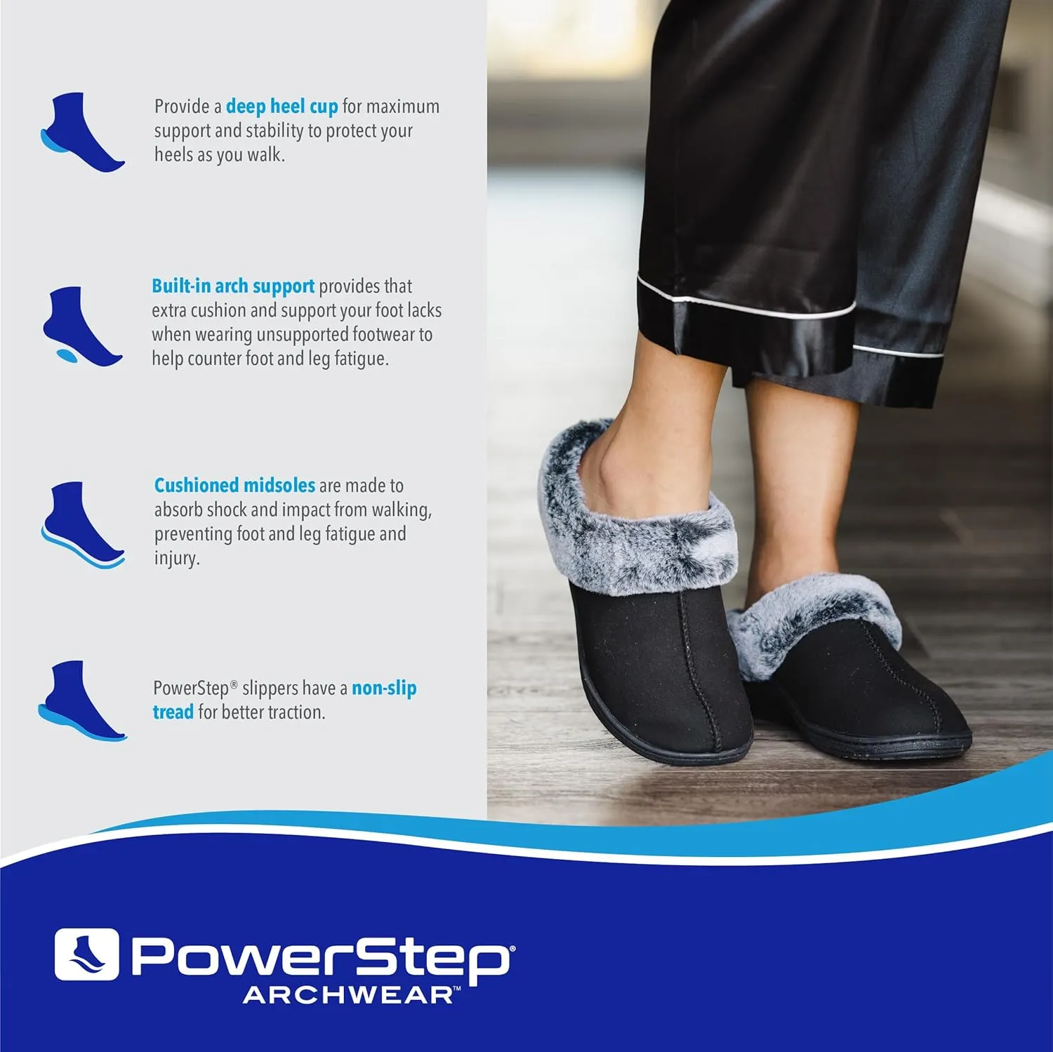 PowerStep Women's 2022 Archwear, House Shoes, Orthotic Slippers with Arch Support, Factory, 8