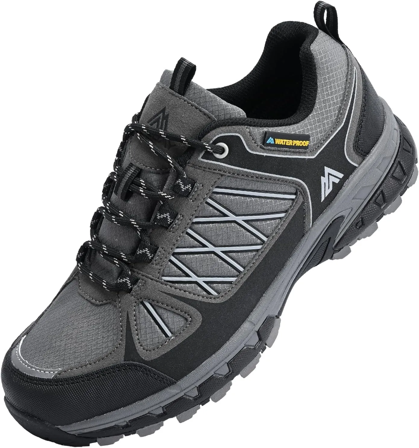 Queday Men's Waterproof Hiking Shoes Lightweight Anti Slip Outdoor Ankle Boots Breathable Hike Trekking Trails Shoes