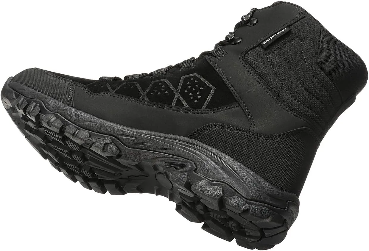 ROCKMARK Men's Warm Snow Boots, Fur Lined Waterproof Winter Shoes, Outdoor Anti-Slip Lightweight Snow Boots