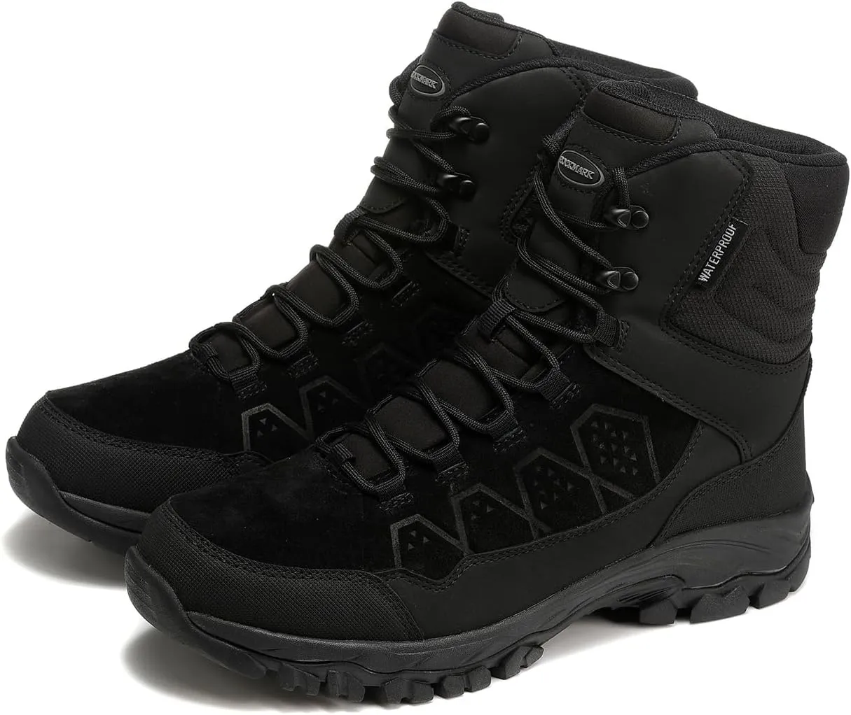 ROCKMARK Men's Warm Snow Boots, Fur Lined Waterproof Winter Shoes, Outdoor Anti-Slip Lightweight Snow Boots
