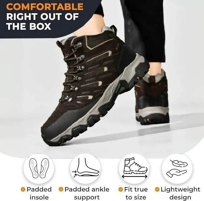 ROCKMARK Men's Waterproof Hiking Boots Lightweight Anti-Slip Mid Ankle Trekking Shoes for Outdoor Backpacking, Mountaineering & Rugged Terrain