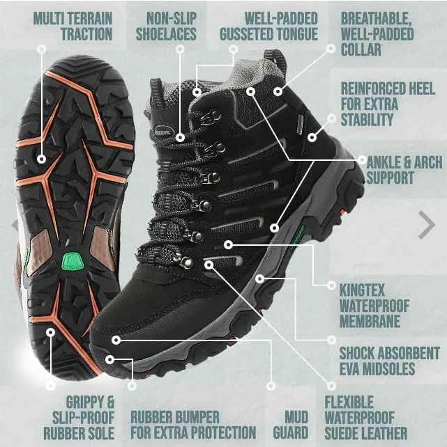 ROCKMARK Men's Waterproof Hiking Boots Lightweight Anti-Slip Mid Ankle Trekking Shoes for Outdoor Backpacking, Mountaineering & Rugged Terrain