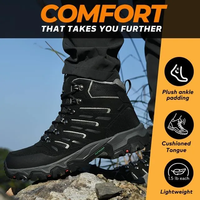 ROCKMARK Men's Waterproof Hiking Boots Lightweight Anti-Slip Mid Ankle Trekking Shoes for Outdoor Backpacking, Mountaineering & Rugged Terrain