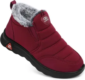 SHIBEVER Winter Boots for Women: Black Warm Fur Lined Slip on Ankle Snow Boots Comfortable Waterproof Outdoor Shoes Size