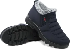 SHIBEVER Winter Boots for Women Snow: Winter Boots Womens Warm Navy Blue Size 8 Insulated Non Slip Casual Walking Comfort Booties
