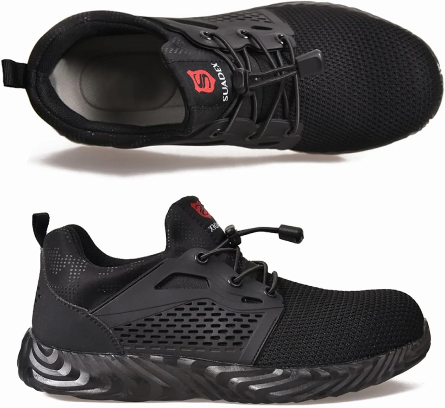 SUADEX Steel Toe Shoes for Women Men, Anti Slip Safety Shoes Breathable Lightweight Puncture Proof Work Construction Sneakers