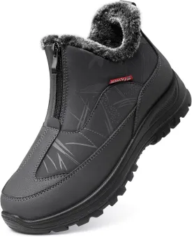 TEMOFON Winter Snow Boots for Women: Waterproof Warm Fur Lined Walking Outdoor Ankle Booties Slip on Snow Shoes Size 5-12