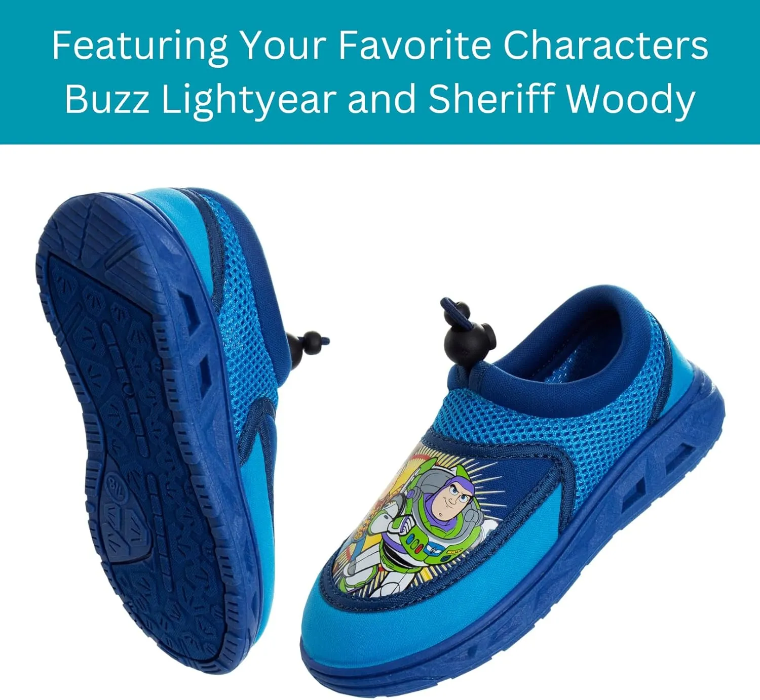 Toy Story Cars Boys Water Shoes Kids Sandals - Lightning McQueen Woody Buzz Lightyear Pool Aqua Socks Bungee Waterproof Quick Dry (Toddler-Little Kid)