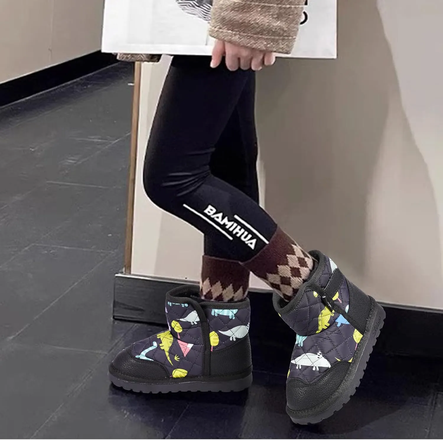 TZJS Boys Girls Winter Boots Kids Lightweight Outdoor Hiking Warm Snow Boot Faux Fur Lined Cold Weather Shoes for Toddler/Little Kids