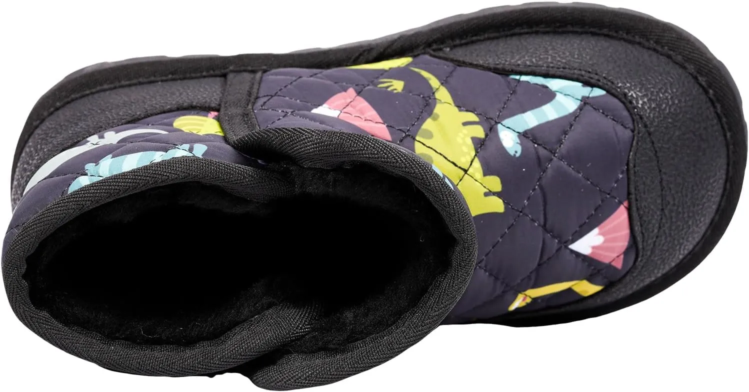 TZJS Boys Girls Winter Boots Kids Lightweight Outdoor Hiking Warm Snow Boot Faux Fur Lined Cold Weather Shoes for Toddler/Little Kids