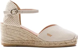 Viscata Reus Canvas Wedge Handmade 2  Heel Women's Sandals with Breathable Cotton Canvas V-cut Vamp and 100% Natural Jute Midsole for all Casual Occasions