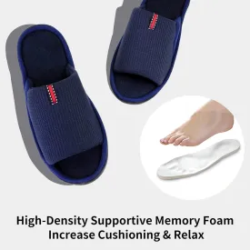 WALKFUN Lightweight House Slippers for Men Open Toe Soft Indoor Slip on Mens Slides Sandals with Memory Foam for Bedroom PatioAll Seasons