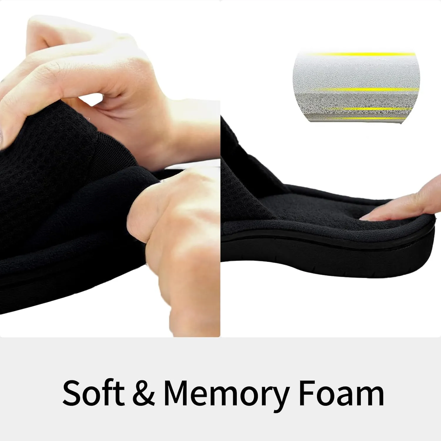 WALKFUN Lightweight House Slippers for Men Open Toe Soft Indoor Slip on Mens Slides Sandals with Memory Foam for Bedroom PatioAll Seasons