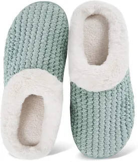 WateLves Women's Memory Foam Slippers Comfort Wool-Like Plush Fleece Lined House Shoes for Indoor & Outdoor