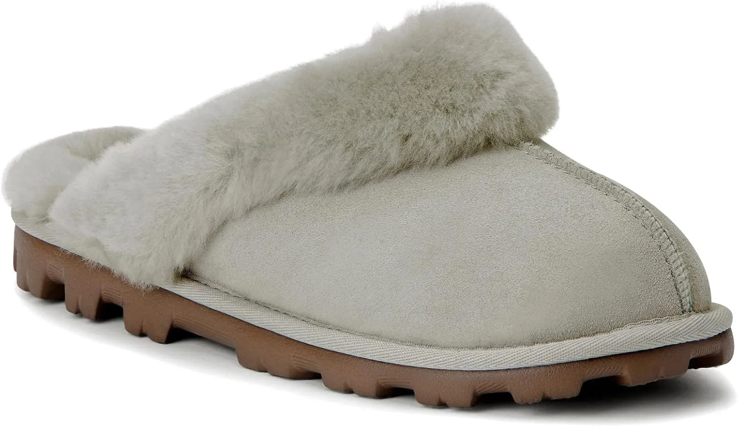 WaySoft Genuine Australian Sheepskin Women Slippers, 100% Shearling Hard Bottom Slippers for Women Indoor and Outdoor Warm Fuzzy Wool Slippers