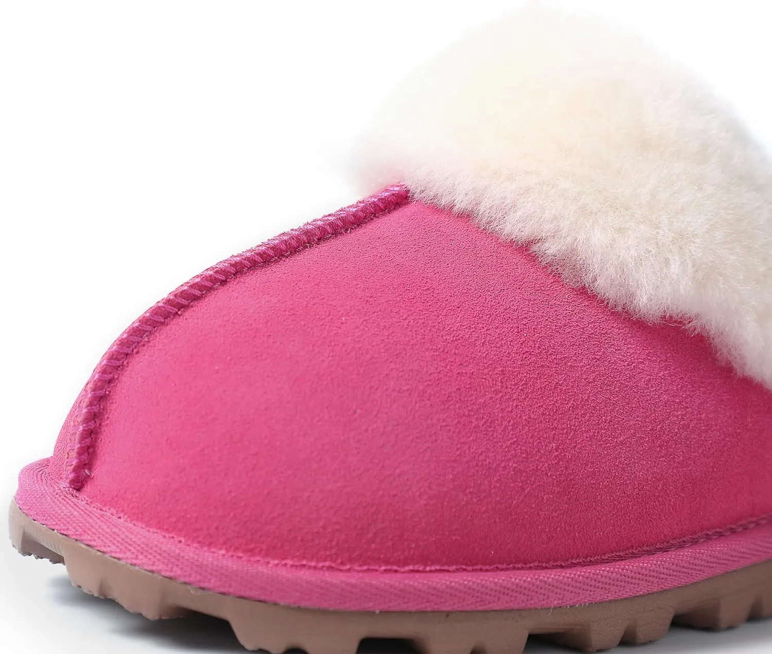 WaySoft Genuine Australian Sheepskin Women Slippers, 100% Shearling Hard Bottom Slippers for Women Indoor and Outdoor Warm Fuzzy Wool Slippers