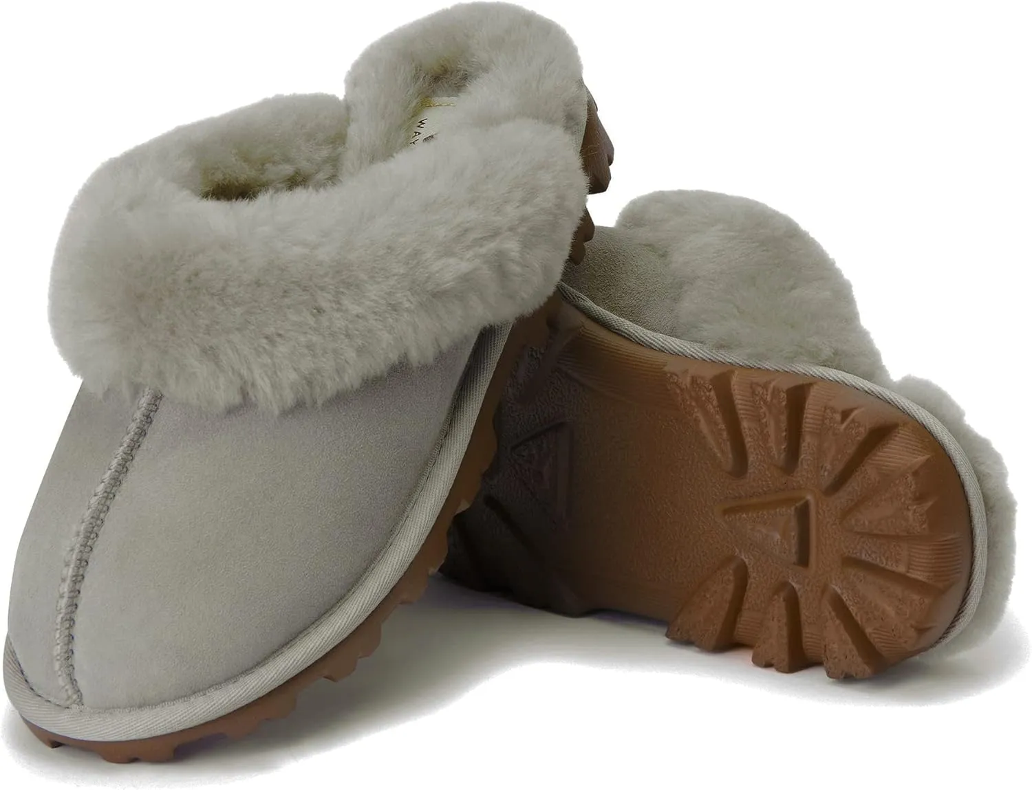 WaySoft Genuine Australian Sheepskin Women Slippers, 100% Shearling Hard Bottom Slippers for Women Indoor and Outdoor Warm Fuzzy Wool Slippers