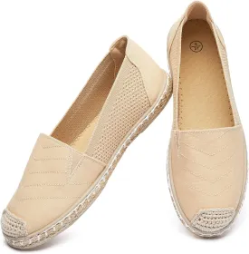 Women's Flats Shoes,Breathable Black Espadrilles Flats,Black and White Slip on Shoes(Lightweight and Soft)